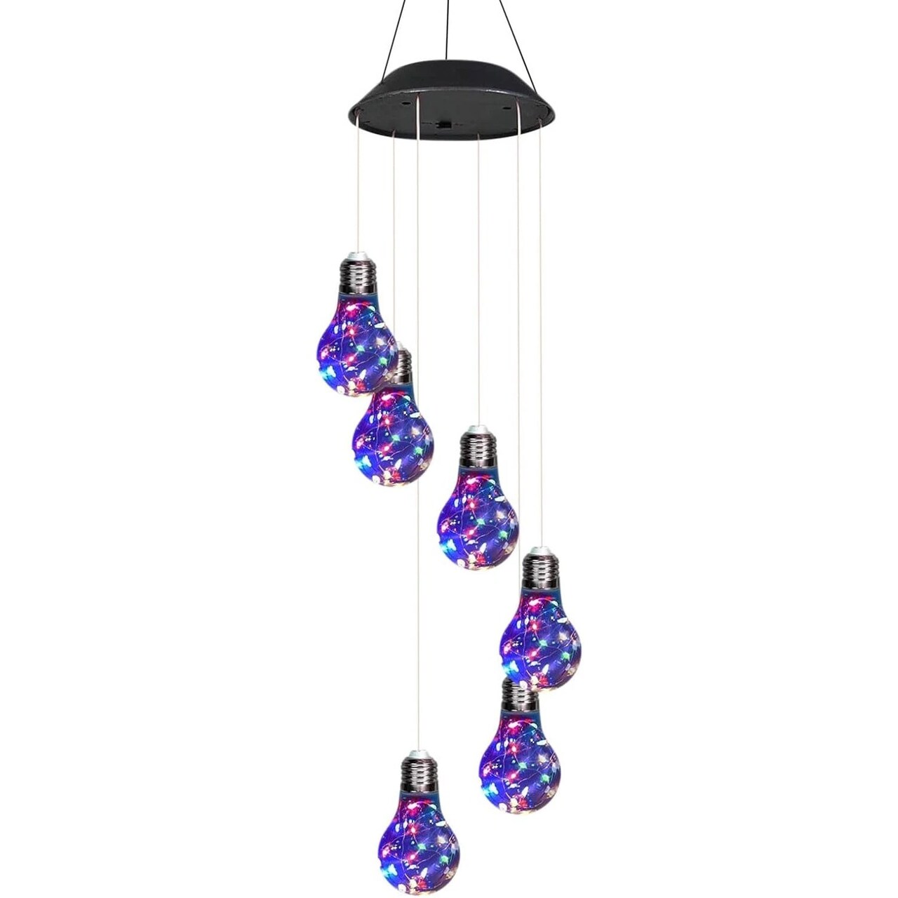 Solar Powered LED Edison Bulb Wind Chime Lights Color-Changing Garden Decor